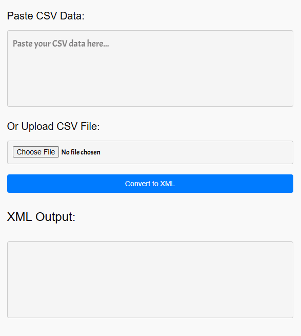 Convert CSV to XML