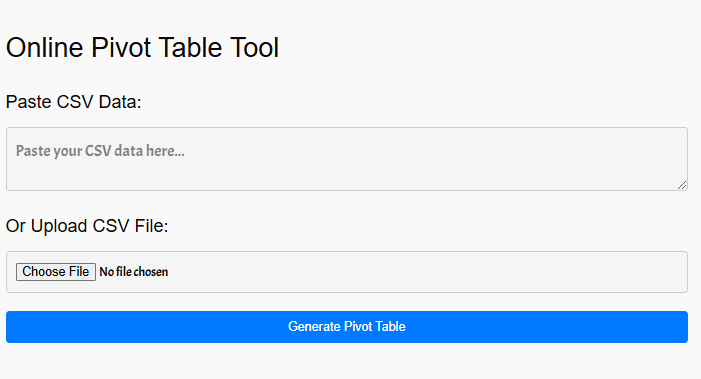 Online Pivot Table Tool