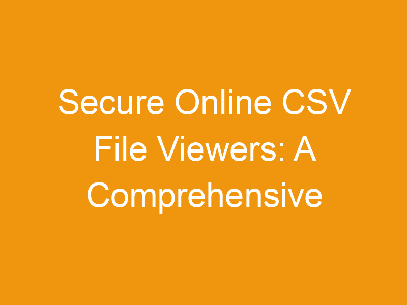 Secure Online CSV File Viewers: A Comprehensive Guide To Protecting Your Data